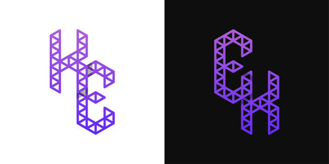 Letters EK and KE Polygon Logo Set, suitable for business related to polygon with EK and KE initials