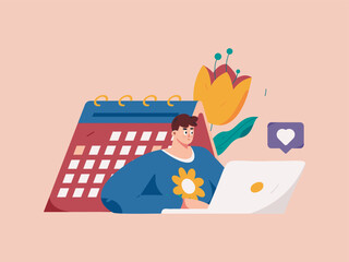 Flat vector illustration of business people operating work scene
