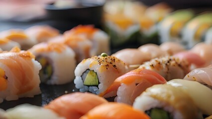 "Sushi Elegance - Artfully Crafted Fish Sushi for Culinary Delight"