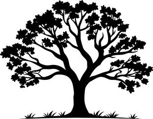 Beautiful vector tree silhouette outline vector icon for nature apps and websites.