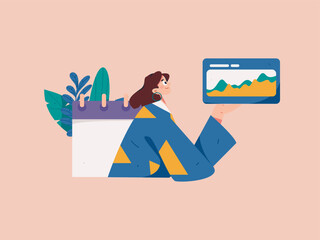 Flat vector illustration of business people operating work scene
