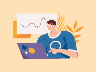 Flat vector illustration of business people operating work scene
