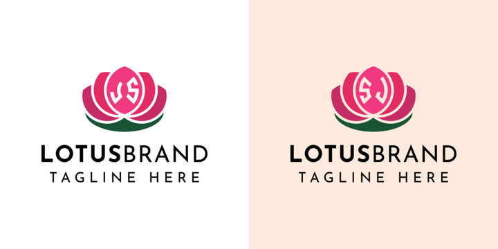 Letter JS and SJ Lotus Logo Set, suitable for business related to lotus flowers with JS or SJ initials.