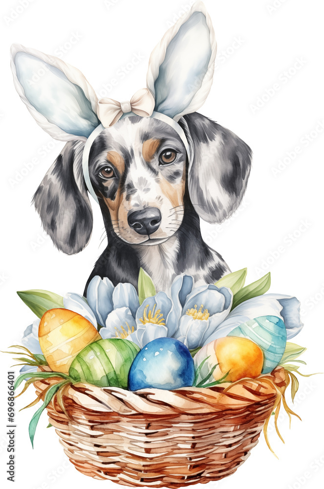 Poster easter dachshund illustration created with generative ai technology