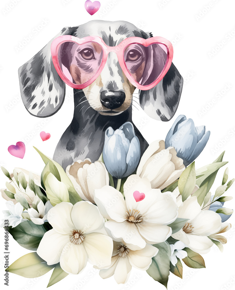 Poster valentine dachshund illustration created with generative ai technology