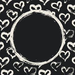 Hearts card template with round place for your text