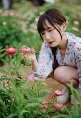portrait of an asian girl in spring
