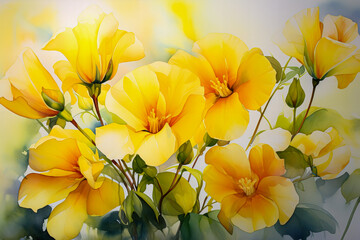 Obraz na płótnie Canvas pretty soft yellow flowers on a spring day