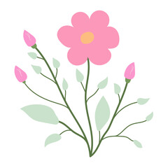 Decorative flower. Floral plant element for beautiful design. Simple form. Vector drawing.