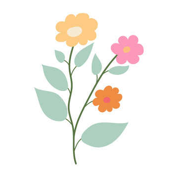 Decorative flower. Floral plant element for beautiful design. Simple form. Vector drawing.