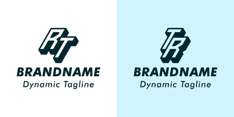 Letter RT and TR 3D Monogram Logo. Suitable for business with RT or TR initials