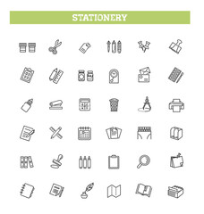 Office stationery - minimal thin line web icon set