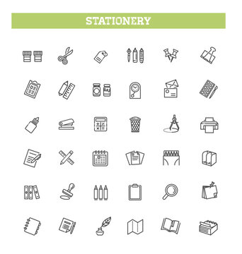 Office stationery - minimal thin line web icon set