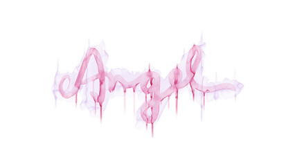 Angel Word in Watercolor in Pink. Dripping. Transparent PNG