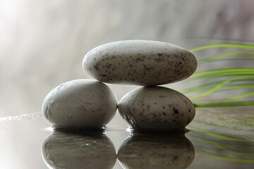 Fototapeta na wymiar Zen stones with customizable space for text. Copy space