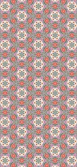 Ethnic floral seamless pattern. Abstract kaleidoscope fabric design texture. Seamless geometric pattern in the style of the Middle Ages. Ethnic pattern. Abstract kaleidoscope fabric design texture or 