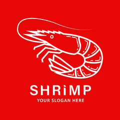 shrimp simple line icon logo vector design.