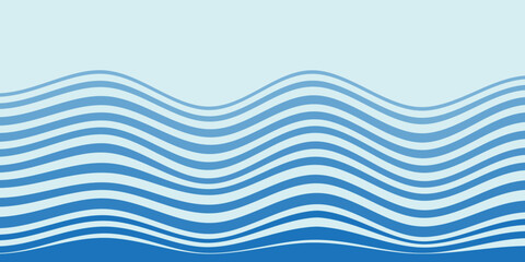 Wave ocean concept blue curve abstract vector background illustration. - obrazy, fototapety, plakaty