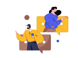 Flat vector illustration of business people operating work scene
