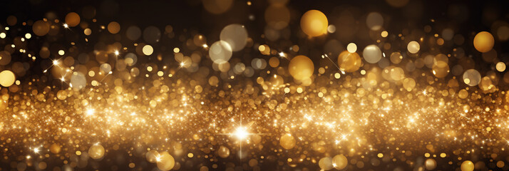 close up shot of golden glitter and bokeh background