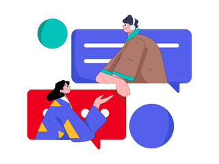 Flat vector illustration of business people operating work scene
