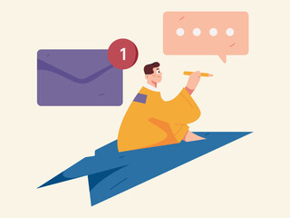 Flat vector illustration of business people operating work scene
