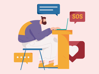 Flat vector illustration of business people operating work scene
