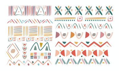 Hand drawn abstract seamless pattern, ethnic background, simple style - great for textiles, banners, wallpapers, wrapping - obrazy, fototapety, plakaty