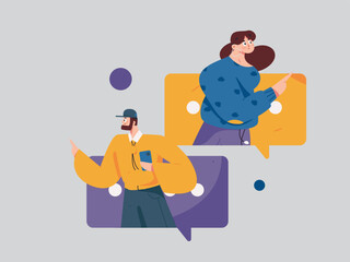 Flat vector illustration of business people operating work scene

