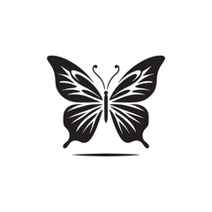 Whispers of the Wind: Butterfly Silhouette Soaring Through Dusk, Capturing Twilight's Enchanting Aura
