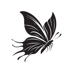 Fototapeta na wymiar Enchanting Botanical Ballet: Butterfly Silhouette Amidst Garden Florals, Nature's Whispers in Silhouette 
