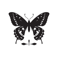 Ethereal Twilight Flight: Butterfly Silhouette Adorns the Night Sky, A Serenade to Nocturnal Beauty
