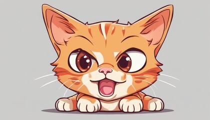 A cartoon cat with a big smile and big eyes