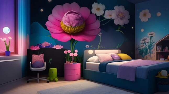 Wallflower Delight in a Modern Children's Bedroom