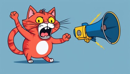 A cartoon cat with a megaphone