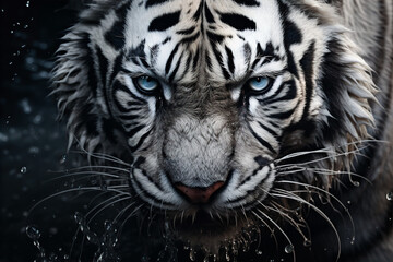 Fototapeta premium Feline Gaze: The White Tiger's Stare