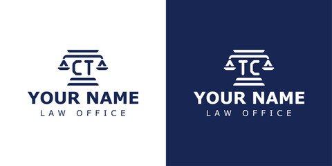 Letter CT and TC Legal Logo, suitable for lawyer, legal, or justice with CT or TC initials - obrazy, fototapety, plakaty