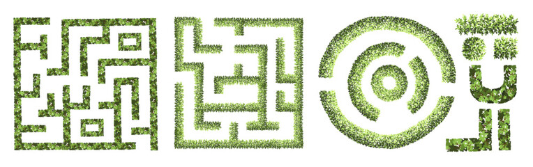Tree for architectural floor plans. Entourage design. Various trees, bushes, and shrubs, top view for the landscape design plan. Vector illustration.