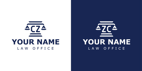 Letter CZ and ZC Legal Logo, suitable for lawyer, legal, or justice with CZ or ZC initials - obrazy, fototapety, plakaty