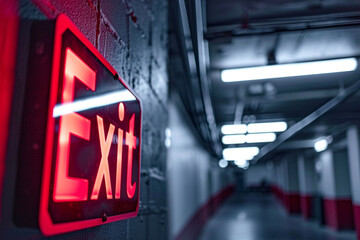 "Exit" sign in a fitness facility, symbolizing the way out after a workout session