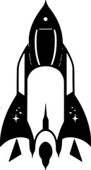 black and white rocket silhouette