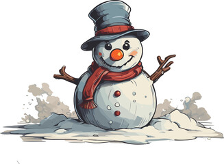 snowman with broom and bucket