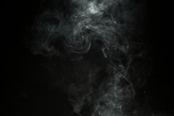 Abstract smoke misty fog on isolated black background. Texture overlays. Design element. - obrazy, fototapety, plakaty