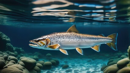 Naklejka premium River trout in a crystal clear mountain river