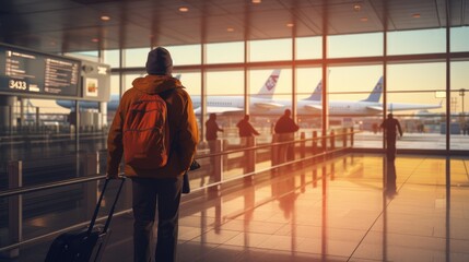 Airport Dynamics: People Walking Inside, Business Travel Concept