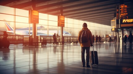 Airport Dynamics: People Walking Inside, Business Travel Concept