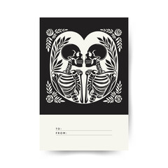 Modern Valentine's day vertical flyer, postcard or poster template. Love hand drawn trendy illustration.