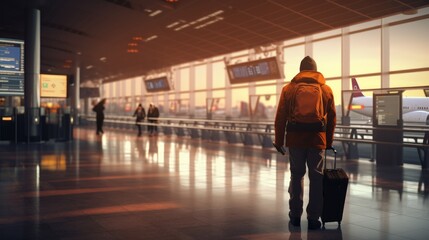 Airport Dynamics: People Walking Inside, Business Travel Concept