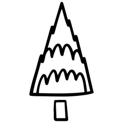 Outline stroke sign Christmas tree doodle style object icon