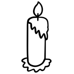 Candle sign line art doodle object home decor. Vector clipart.